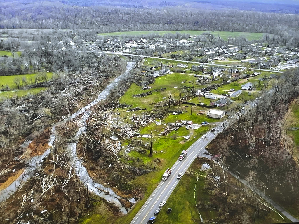 Damage from a tornado that hit southeast Missouri early Wednesday