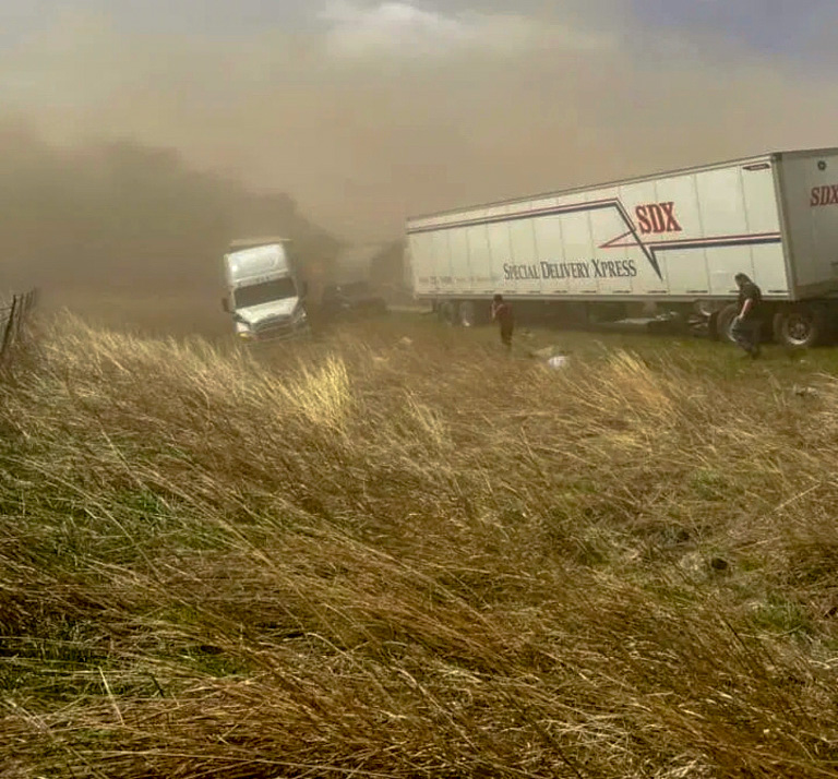 A crash involving at least 20 vehicles on I-55