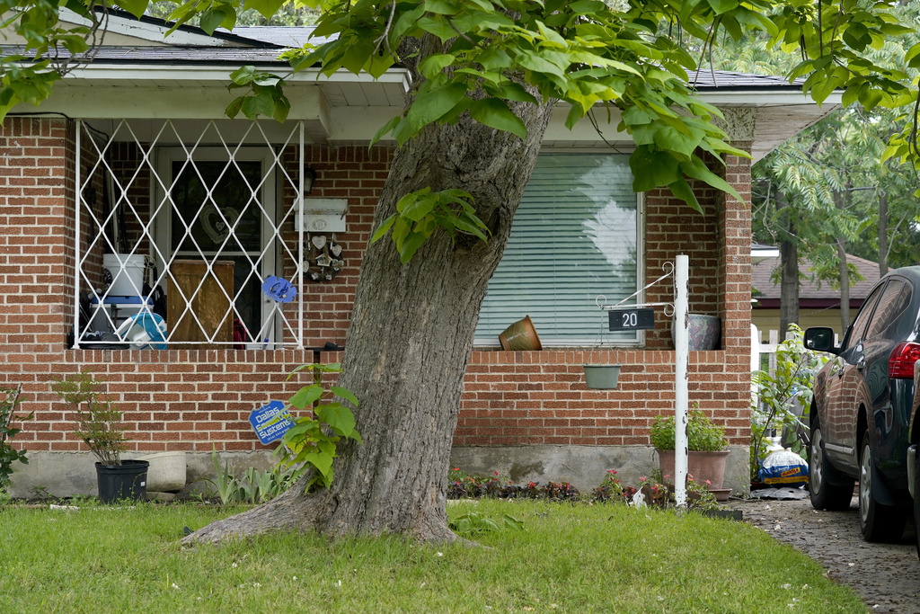 The front entrance of a home connected to suspected mall gunman, Mauricio Garcia, is seen, Sunday, May 7, 2023, in Dallas.