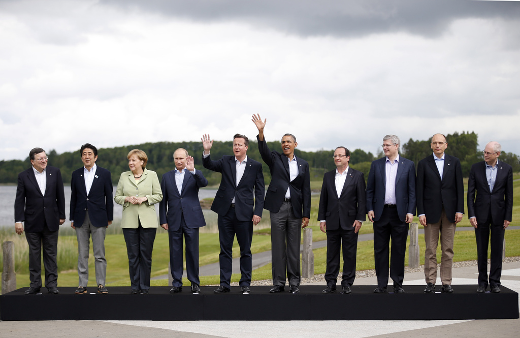 G8 leaders from left, European Commission President Jose Manuel Barroso, Japan