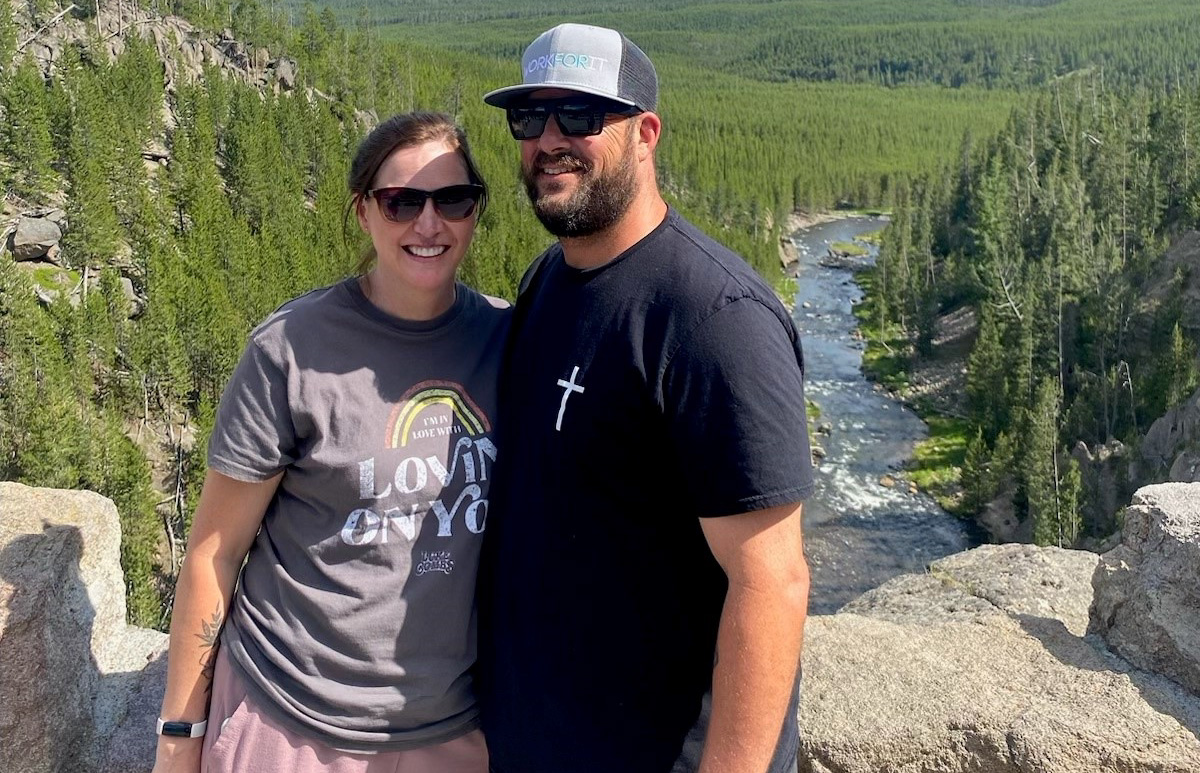 Amber and Chris entering Yellowstone Nat