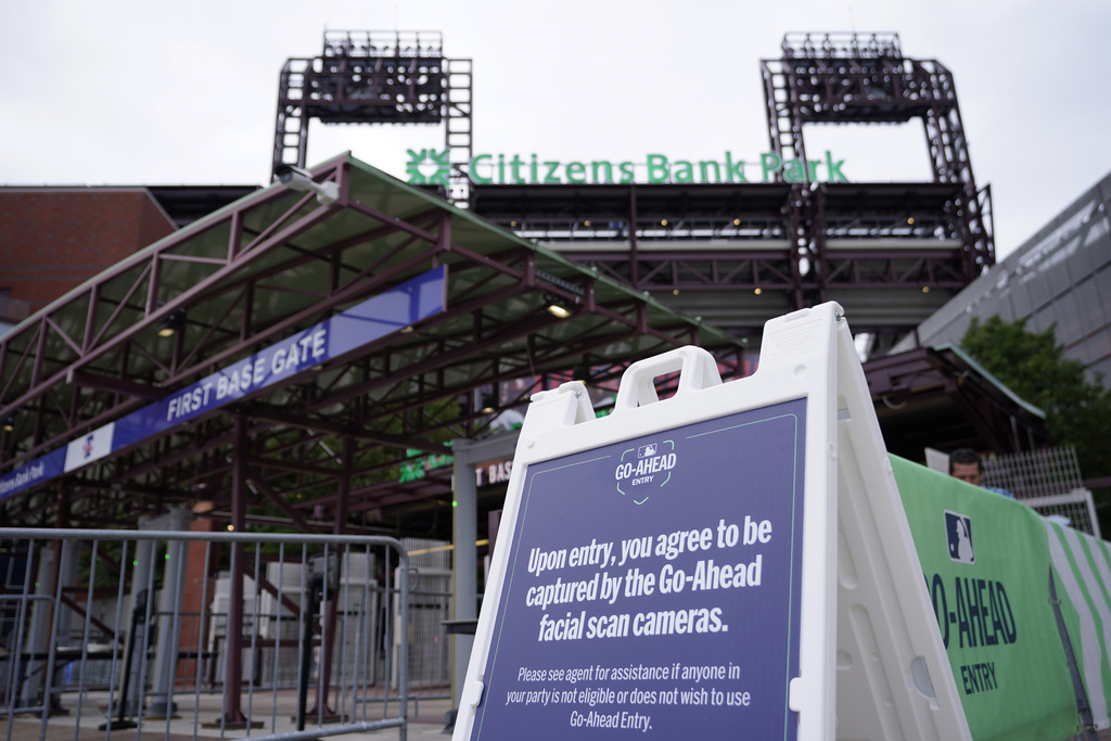 A facial scan entrance is seen at Citizens Bank Park