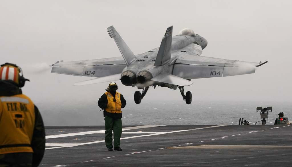 (2022) An F/A-18 E is launched from the deck of the aircraft carrier USS Gerald R. Ford during flight deck operations 