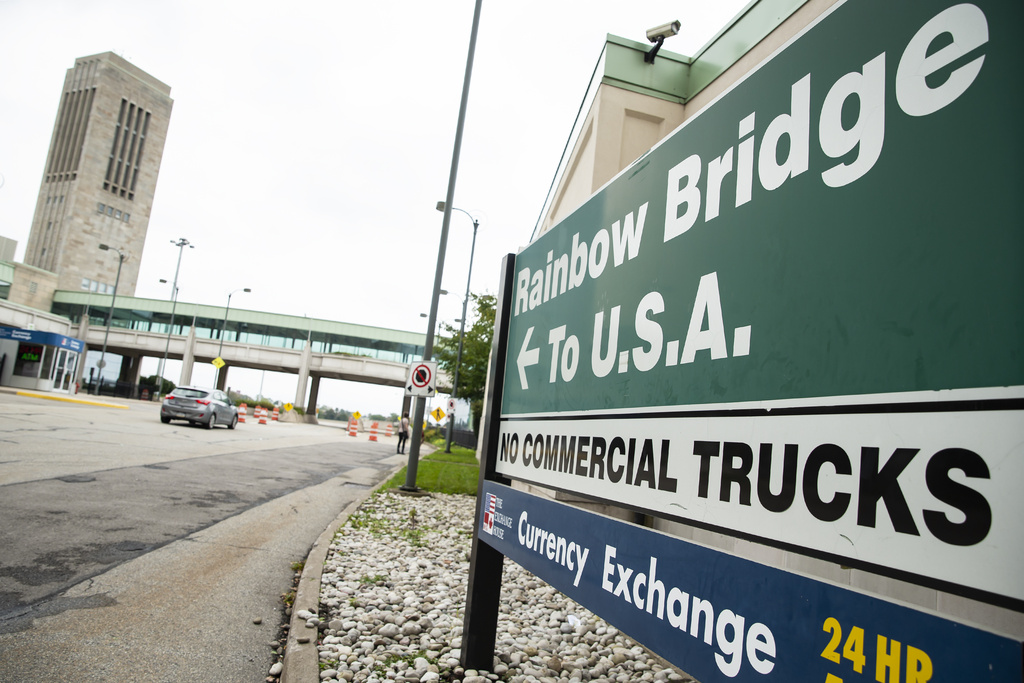 Vehicle crosses the International Rainbow Bridge from Niagara Falls, Ontario, into Niagara Falls, N.Y.