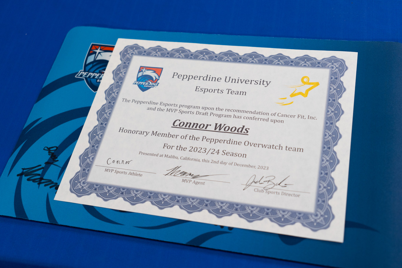 Honorary Team Member certificate