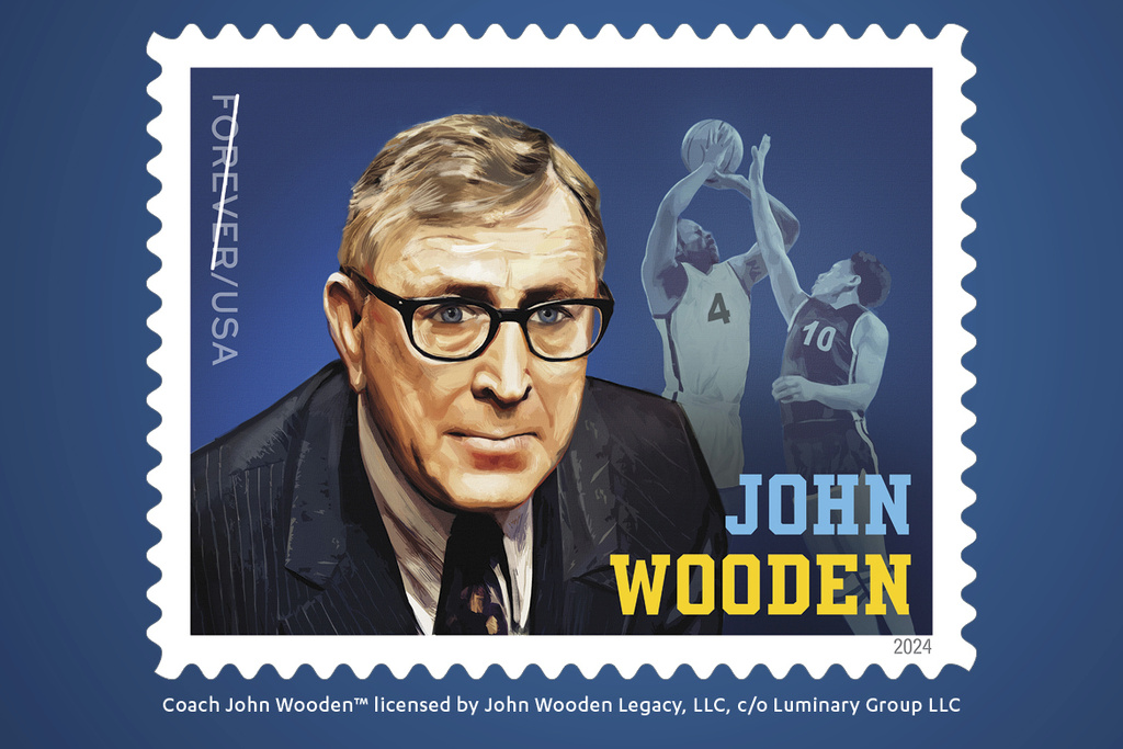 New stamp of UCLA coach John Wooden