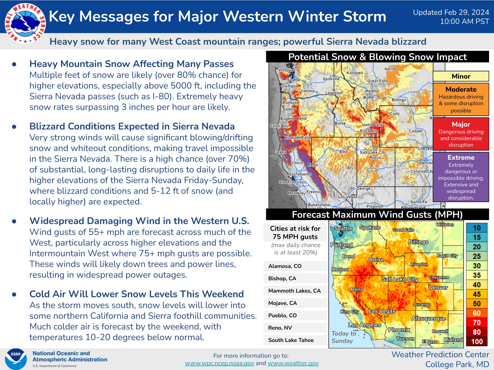 As much as 12-feet of snow possible in higher elevations of the Sierra