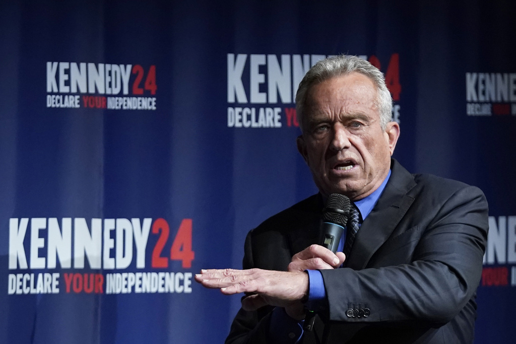 Presidential candidate Robert F. Kennedy Jr., speaks during a campaign event at the Adrienne Arsht Center for the Performing Arts of Miami-Dade County