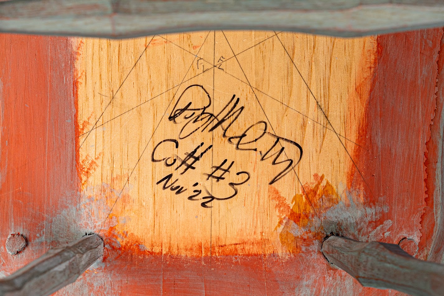 Underside of Chair of Honor, autographed by Roy