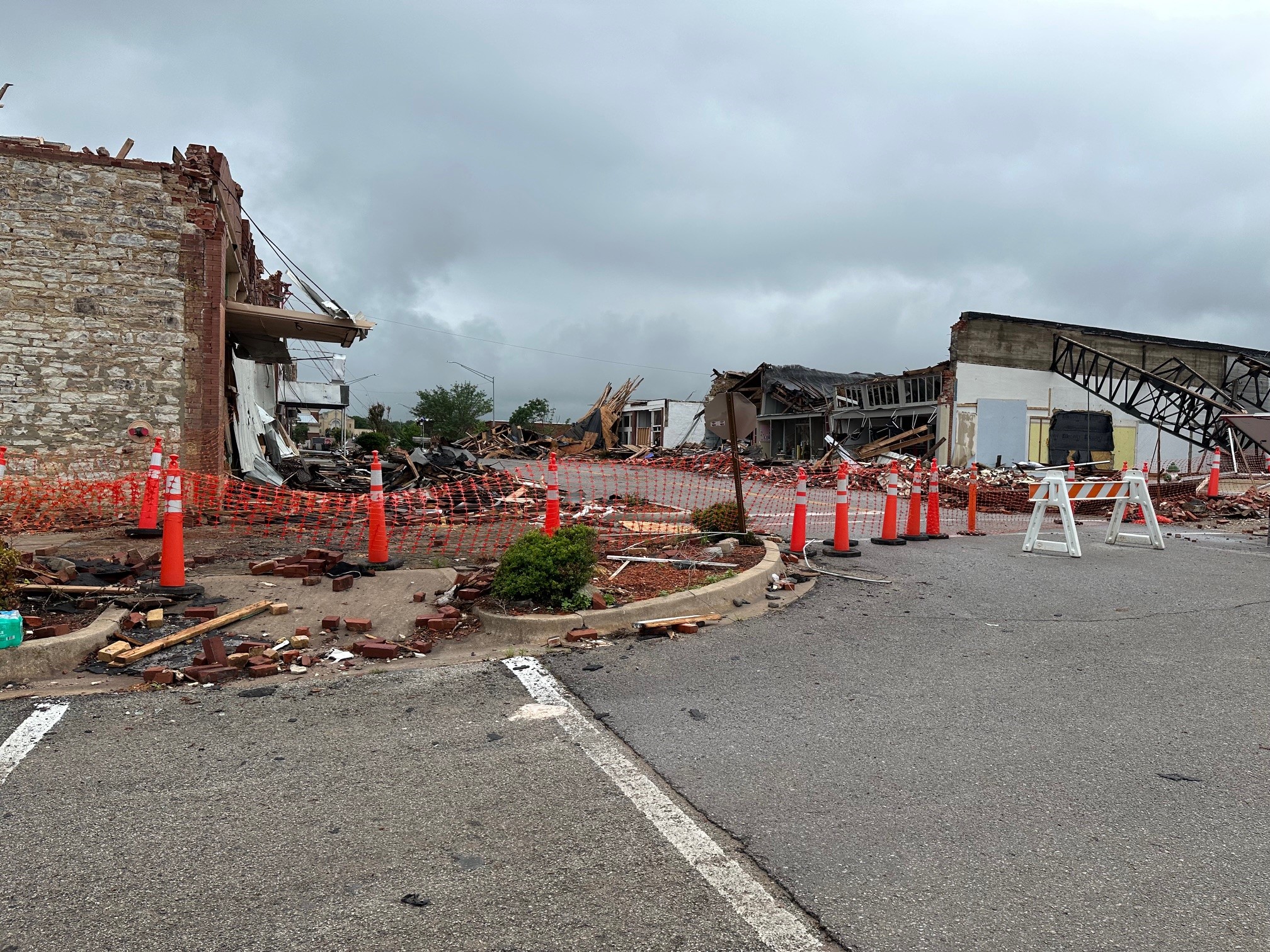 Downtown Sulphur, Oklahoma hit by tornado