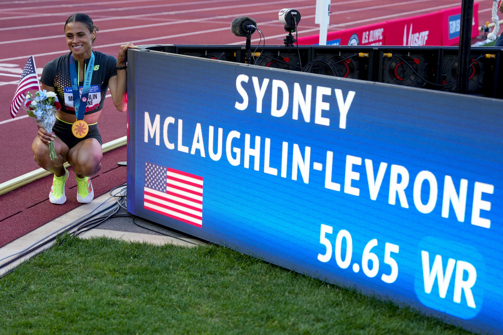 Sydney McLaughlin-Levrone after winning the women