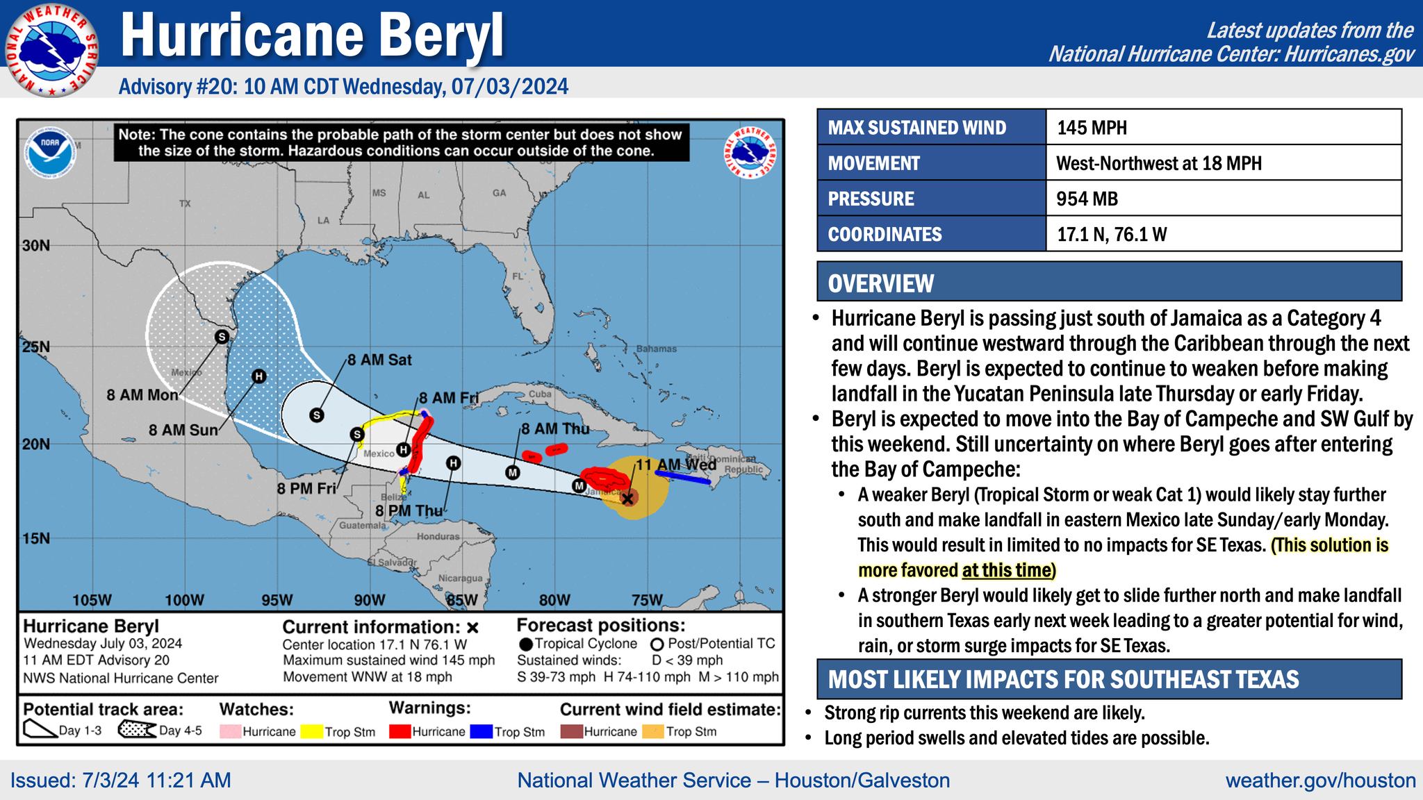 How could Beryl affect Texas?