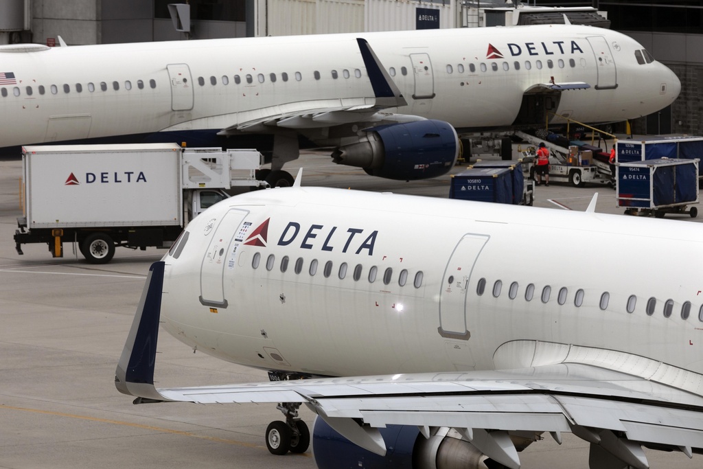 Delta Air Lines plane leaves the gate at Logan International Airport in Boston