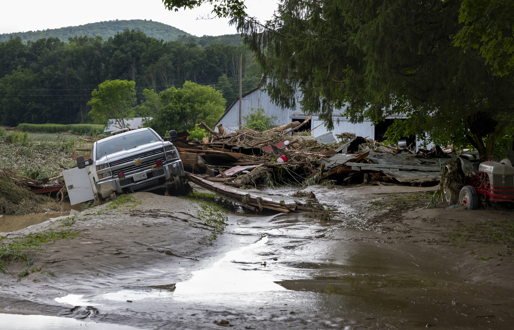 Debris on a farm property in Canisteo, N.Y.