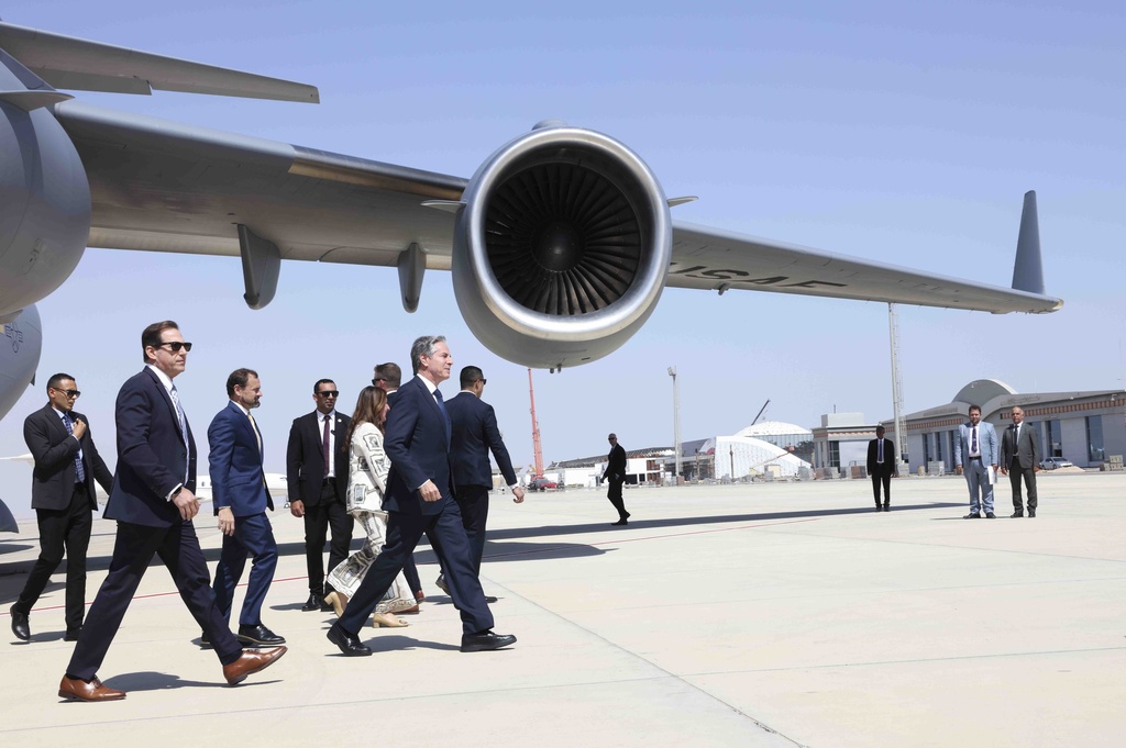 U.S. Secretary of State Antony Blinken arriving at El-Alamein, Egypt
