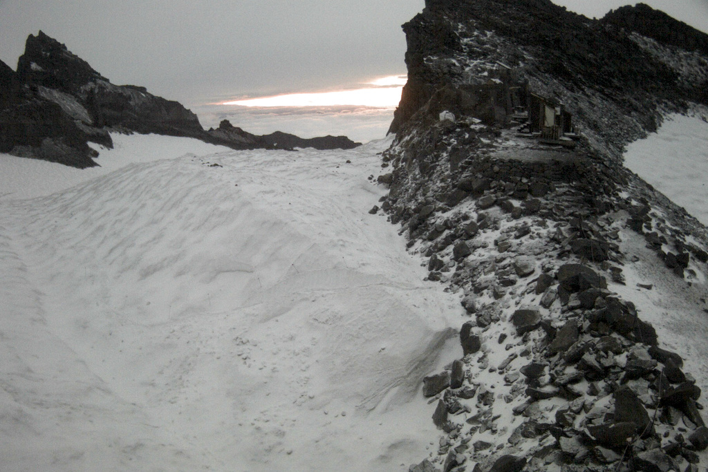 Snow-covered section of Mt. Rainier, Wash., at 10,000 feet 