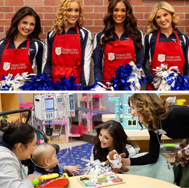 Reece Weaver volunteering with Dallas Cowboys Cheerleaders