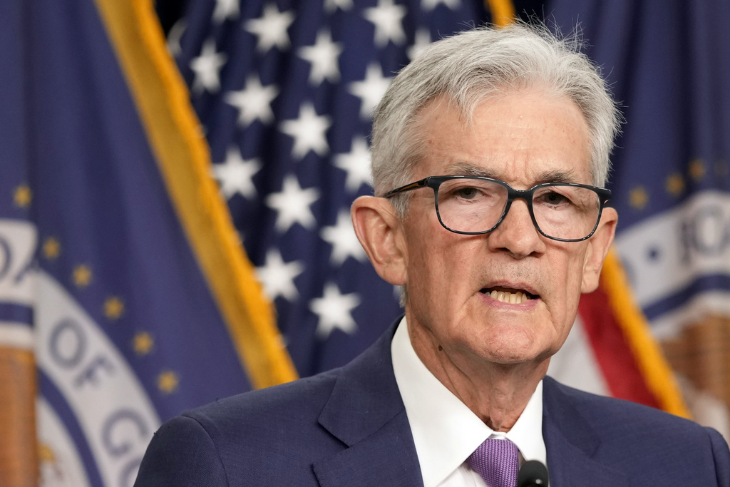 FILE - Federal Reserve Chair Jerome Powell speaks during a news conference at the Federal Reserve in Washington, May 1, 2024.