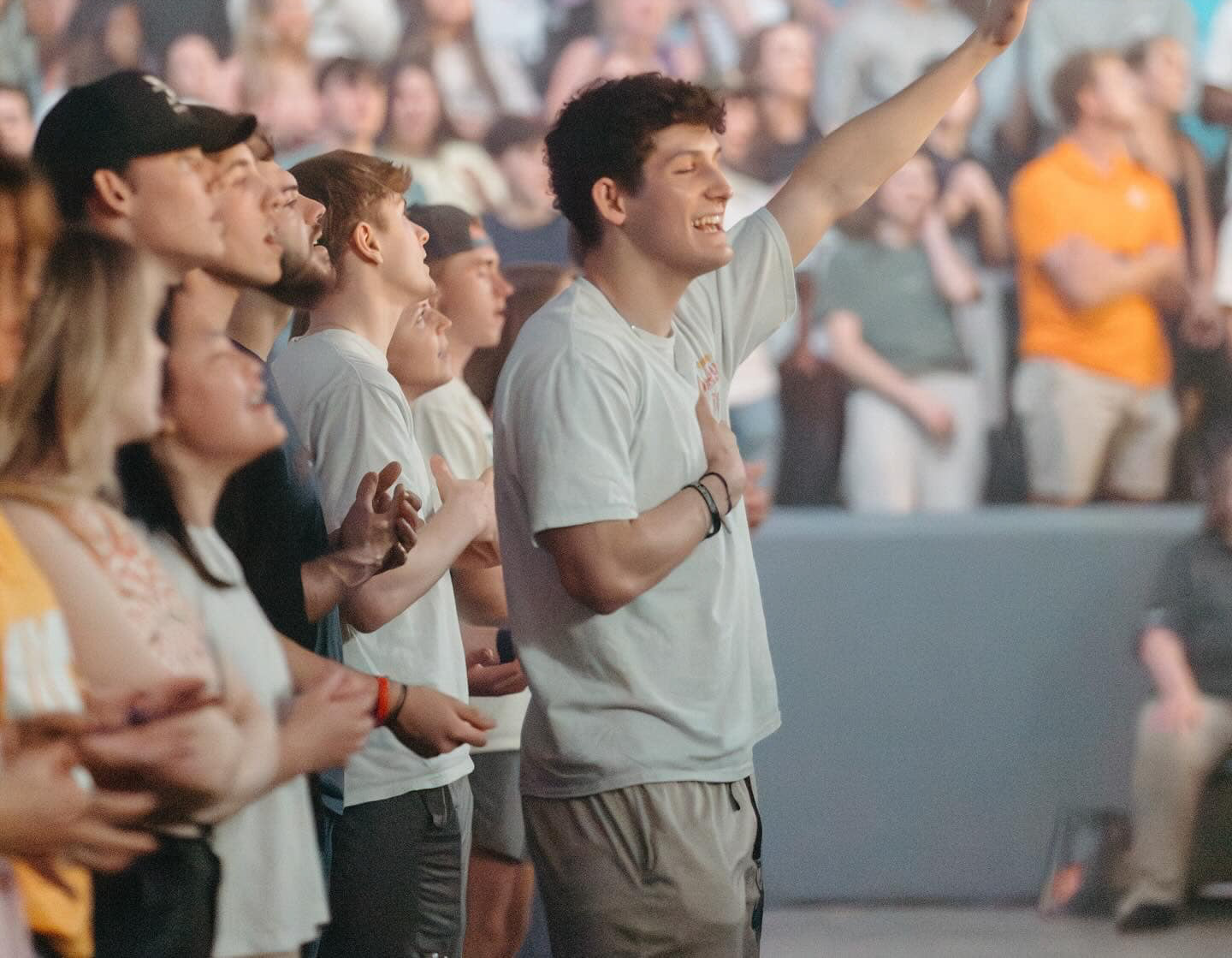 students worshipping 