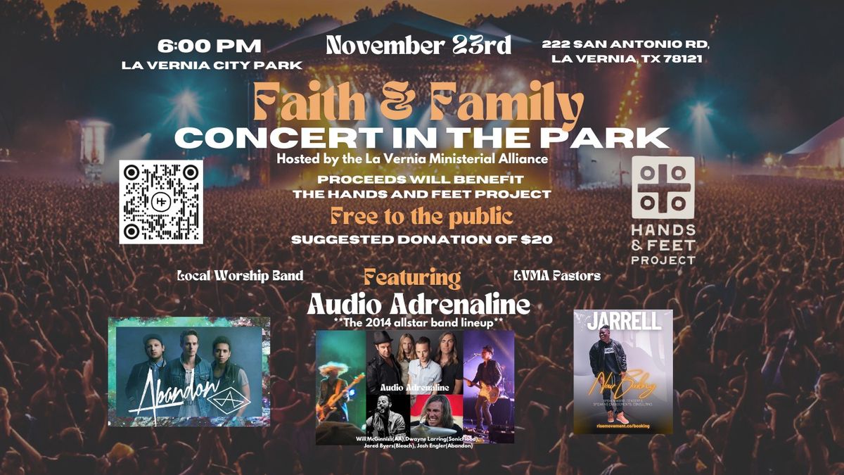 Faith and Friends Concert In The Park Flyer