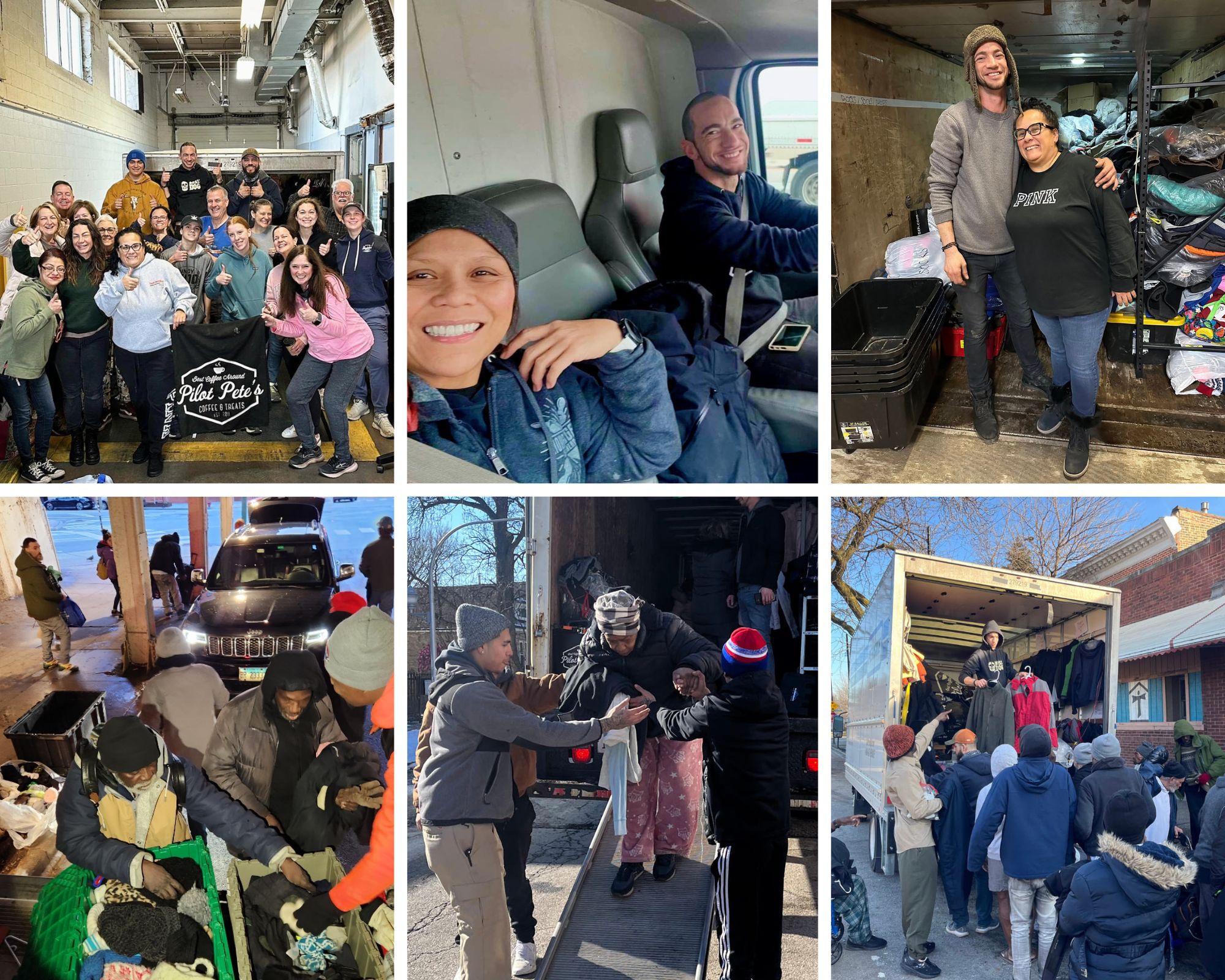 Various photos including volunteers and coat drives around the Chicagoland area. 