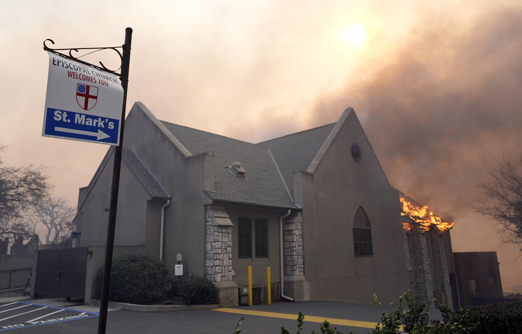 Flames rise out of St. Mark