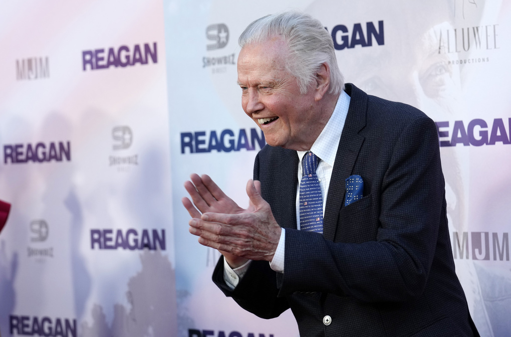 Jon Voight, a cast member in "Reagan," poses at the premiere of the film at the TCL Chinese Theatre