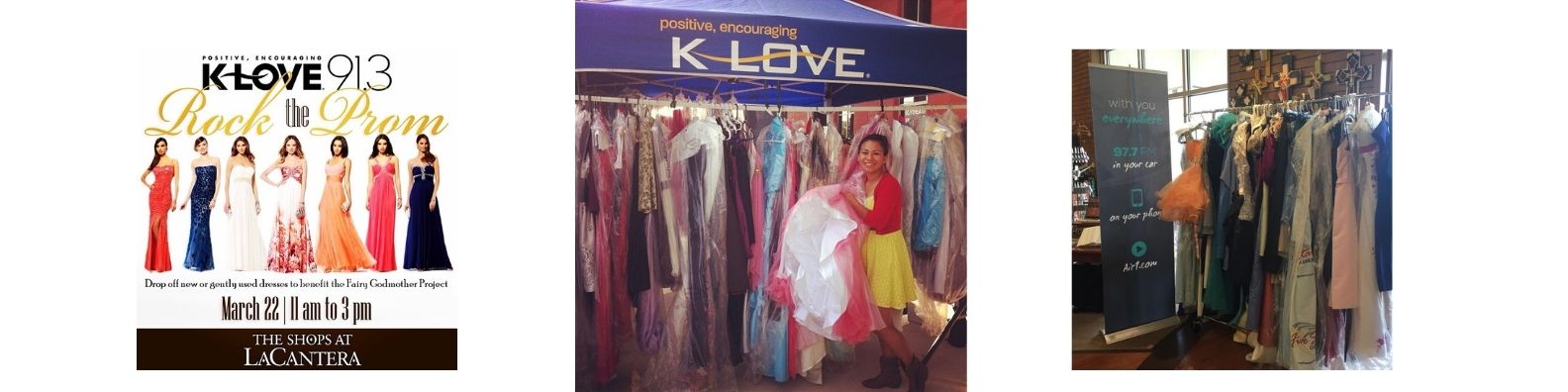 Carmen working alongside K-LOVE and Air1 during dress drives.