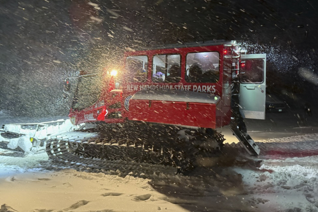 Snow cat heading out on a rescue mission, on Mount Washington, N.H.