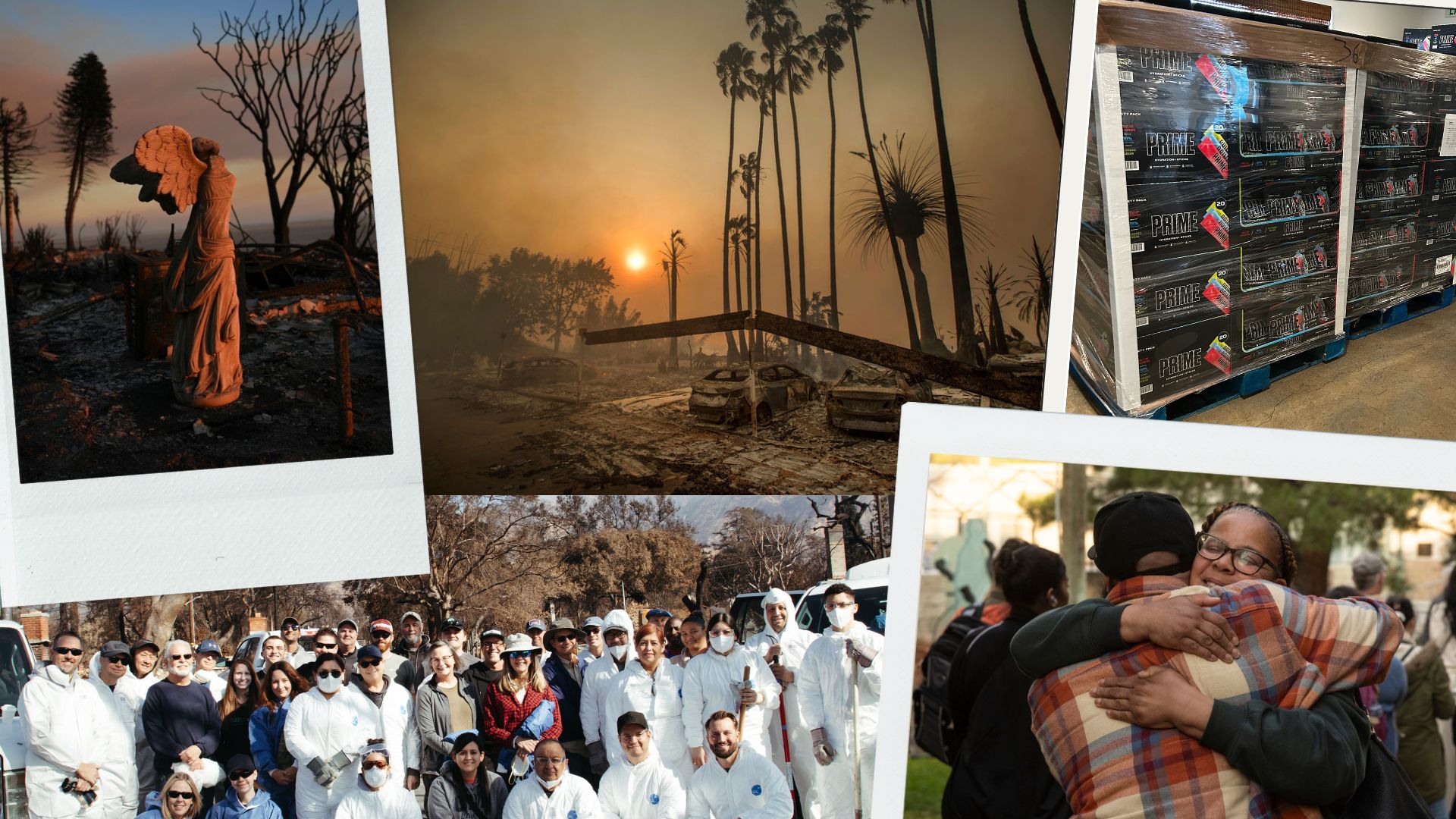 Various photos of the LA fires aftermath