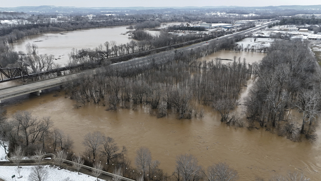 Portions of Basil Griffin Park in Bowling Green, Ky. submerged after heavy rainfall beginning early Saturday morning brought nearly five inches of rain 