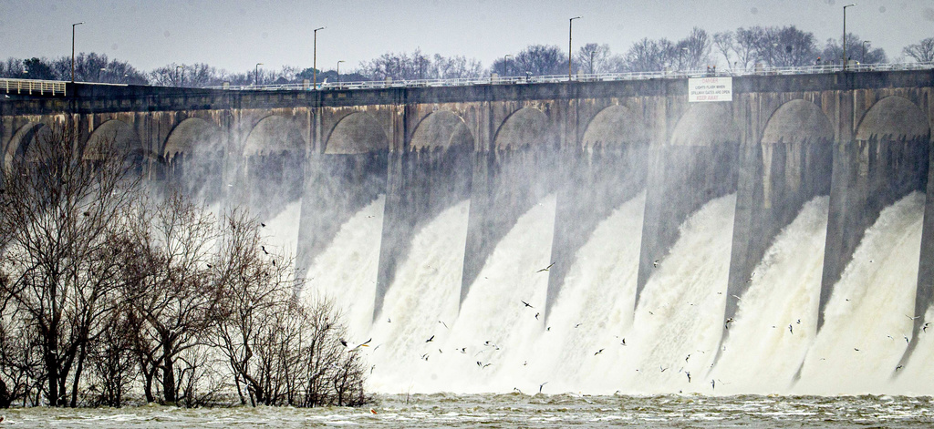 Every spillway is open at Wilson Dam in Florence, Ala.