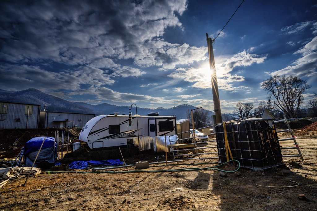 A trailer sits on Vickie Revis